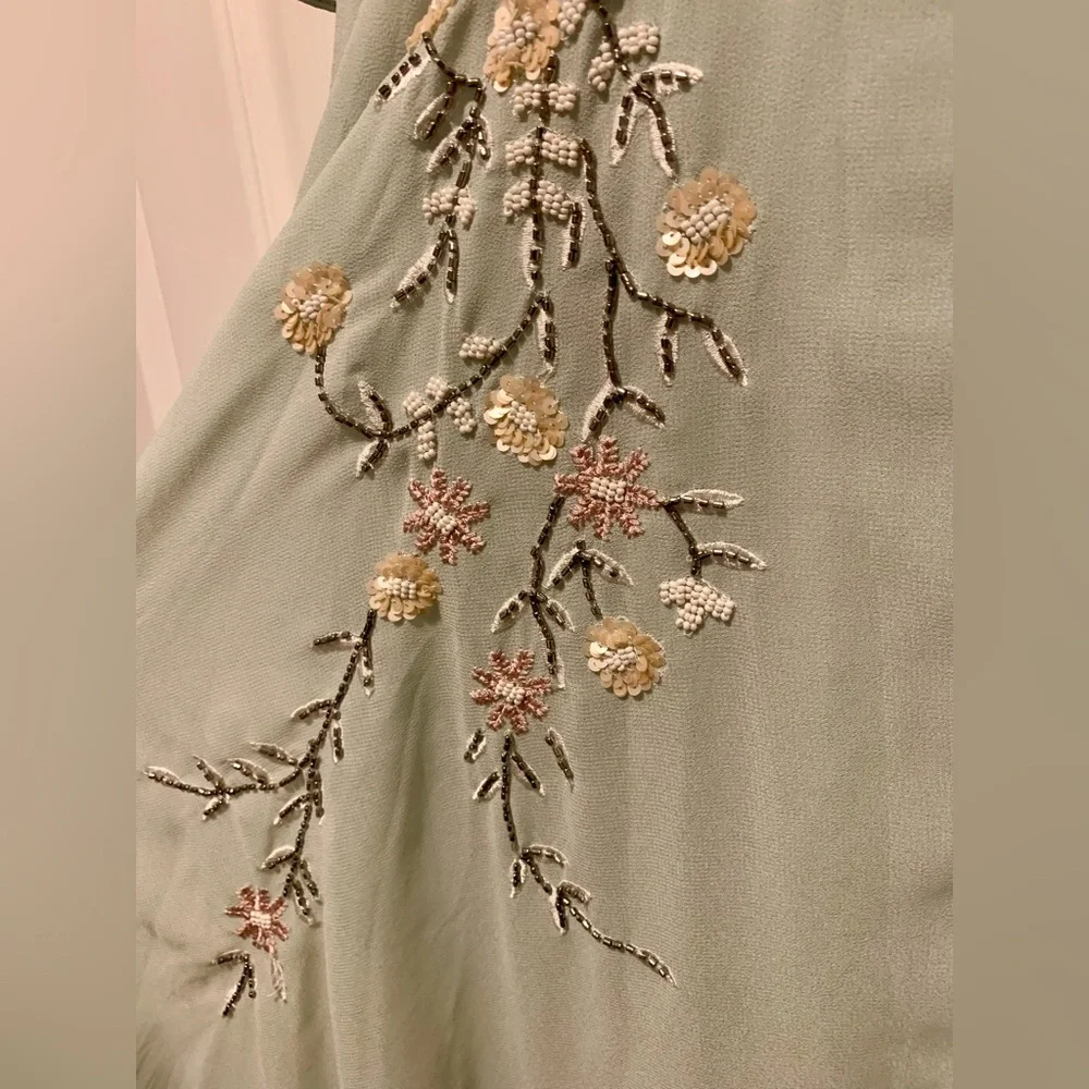 EUC Hope & Ivy Embroidered Midi Dress in Sage - Picture 7 of 16